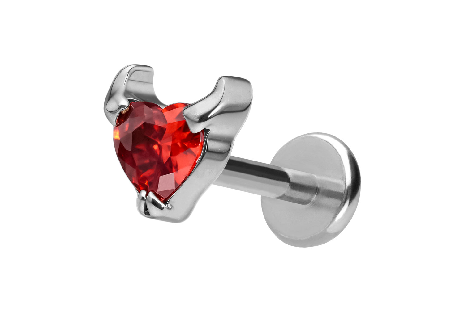 Titan Labret Piercing mit Push Fit TEUFELSHERZ